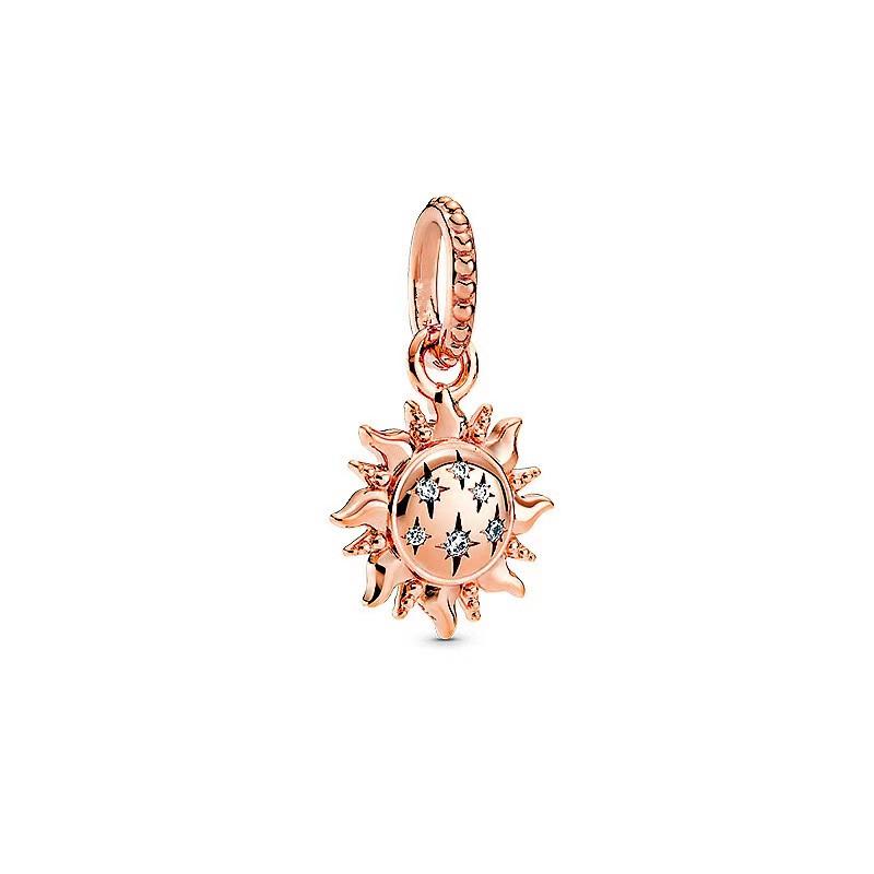 Sparking Rose Gold Charm Beads Dangle Fit Original Snake Copper Bracelet Necklace Beads For Diy Jewelry Women Gift