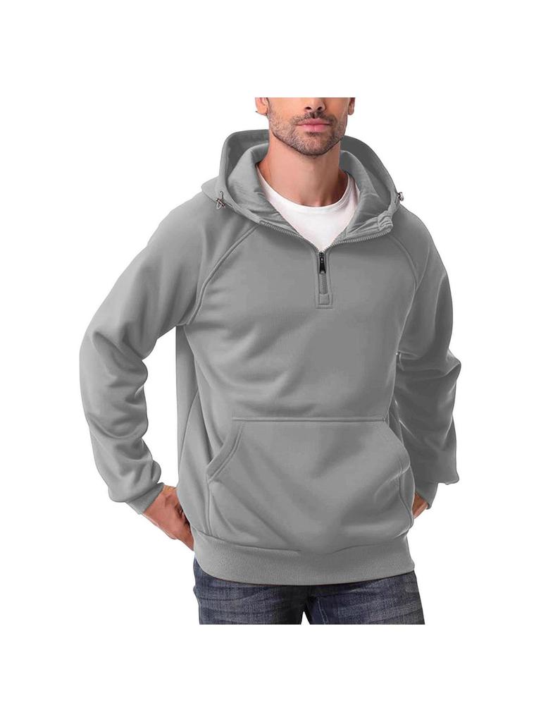 2025 American Retro Men's Hooded Winter Crossover Sweatshirt - New Loose Fit, Solid Color, Zipper Jacket