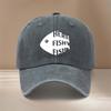 White Fish FISH Text Pattern Baseball Cap Casual HipHop Unisex Curved Brim Hat Comfortable Lightweight Visor with Textured Fe