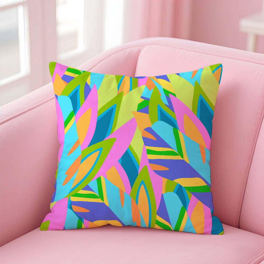 ART Abstract Colorful Pattern Pillow Case Comfort Sofa Bed Silky Elegant Invisible Zipper Custom Decorative Cushion Cover