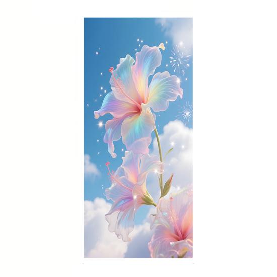 

Flowers Window Privacy Film Stained Glass Tulip Butterfly Window Cling Static Glass Sticker for Home Kitchen Office Bathroom A