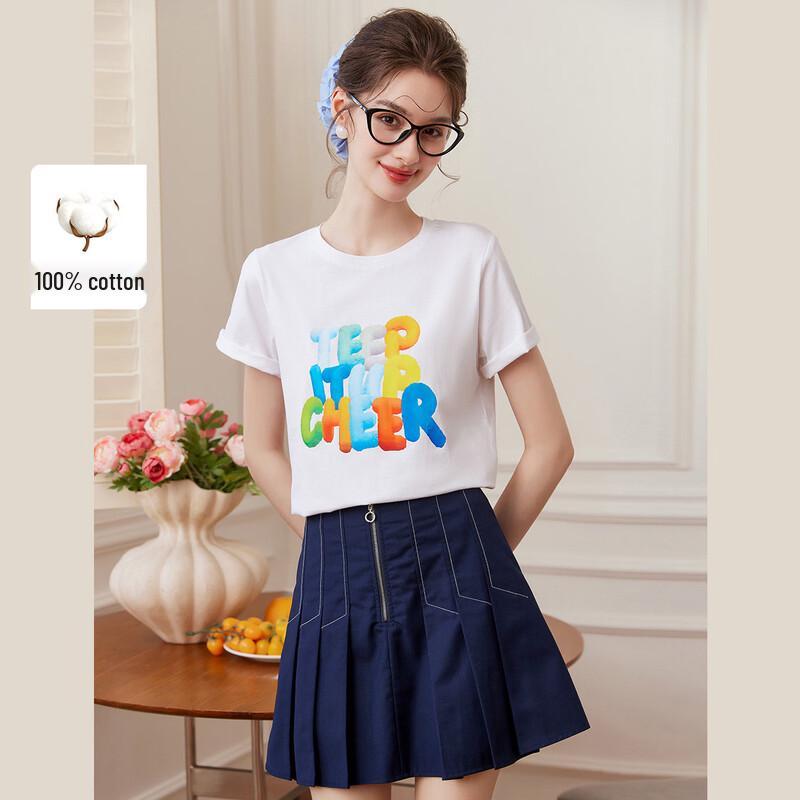 Women s Casual Printed Letter Cotton T-Shirt S