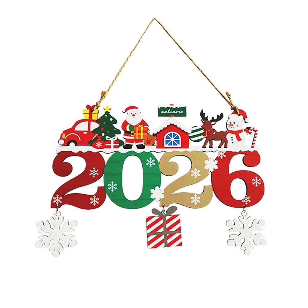 Christmas Decorations 2026 Welcome Doorplate Christmas Tree Wooden