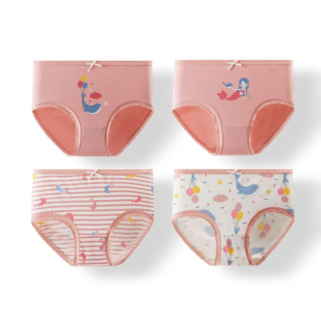 Baby Girls' Cute Cartoon Print Cotton Underpants - Breathable Bow Design for Infants and Toddlers