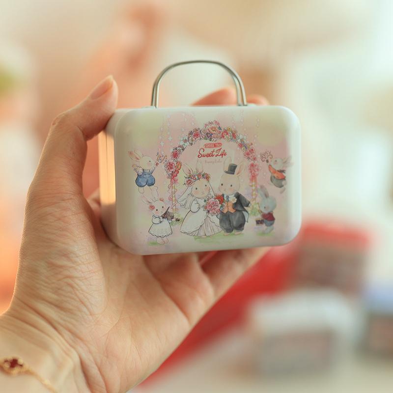 1pc Mini Tins Box Wedding Gifts Suitcase Tin Chocolate Candy Packaging Metal Storage Box