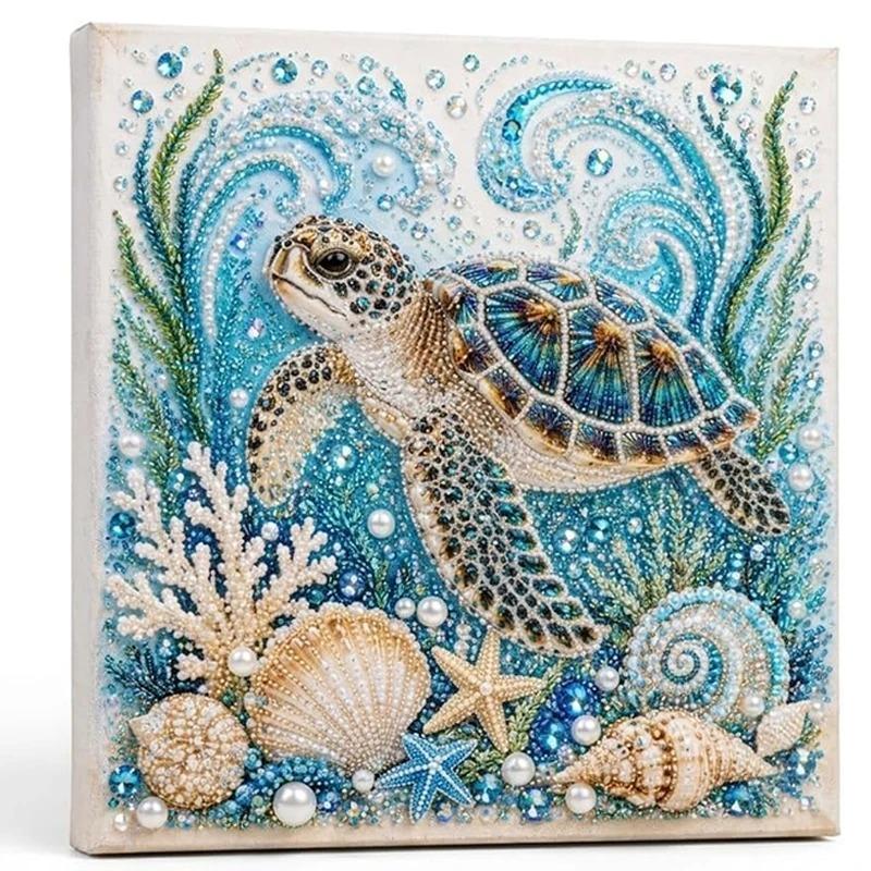 Sparkling Ocean Style Pearl Diamond Dot Art Kit DIY Handcraft Painting Set Coastal Themed Wall Decor Wall Hanging Gift