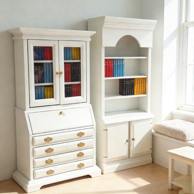 Bookcase Miniature Wooden Cabinet For Dollhouses Bedroom Living Room Decors DIY Craft Project Tiny House Furniture