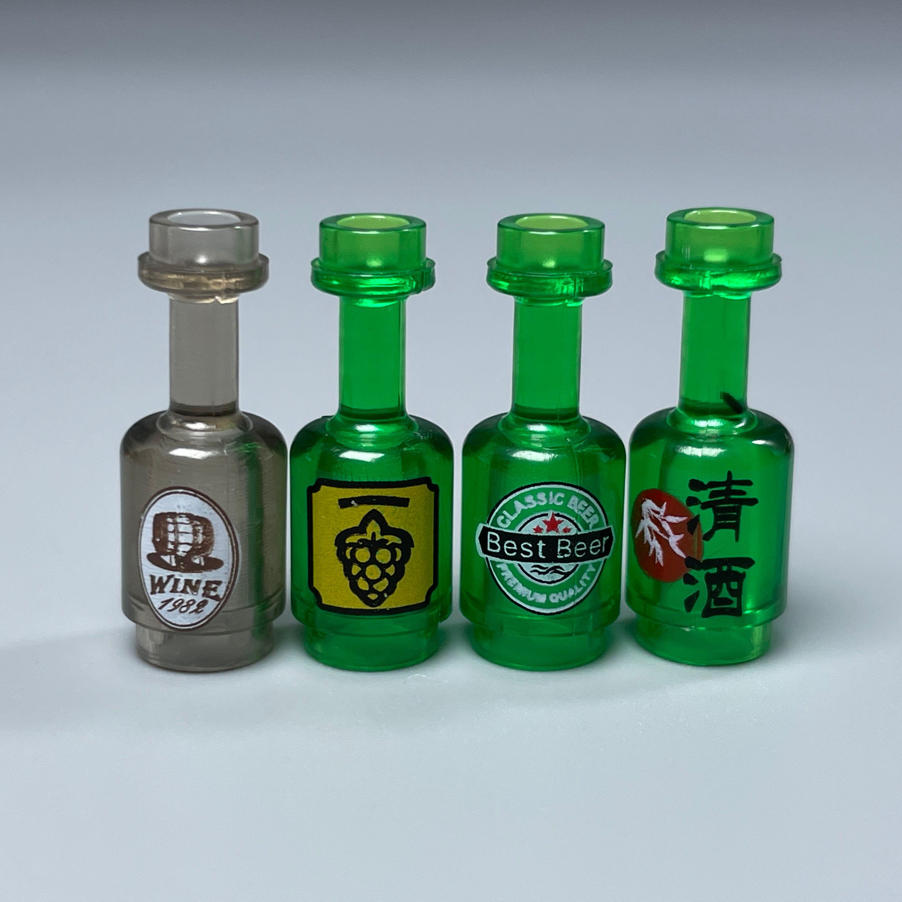 Yiran Toy Unisex Kids Moc Bricks Transparent Bottle Beer Wine Drink Mini Printed Brick Attachments Constructing Blocks Children Playthings