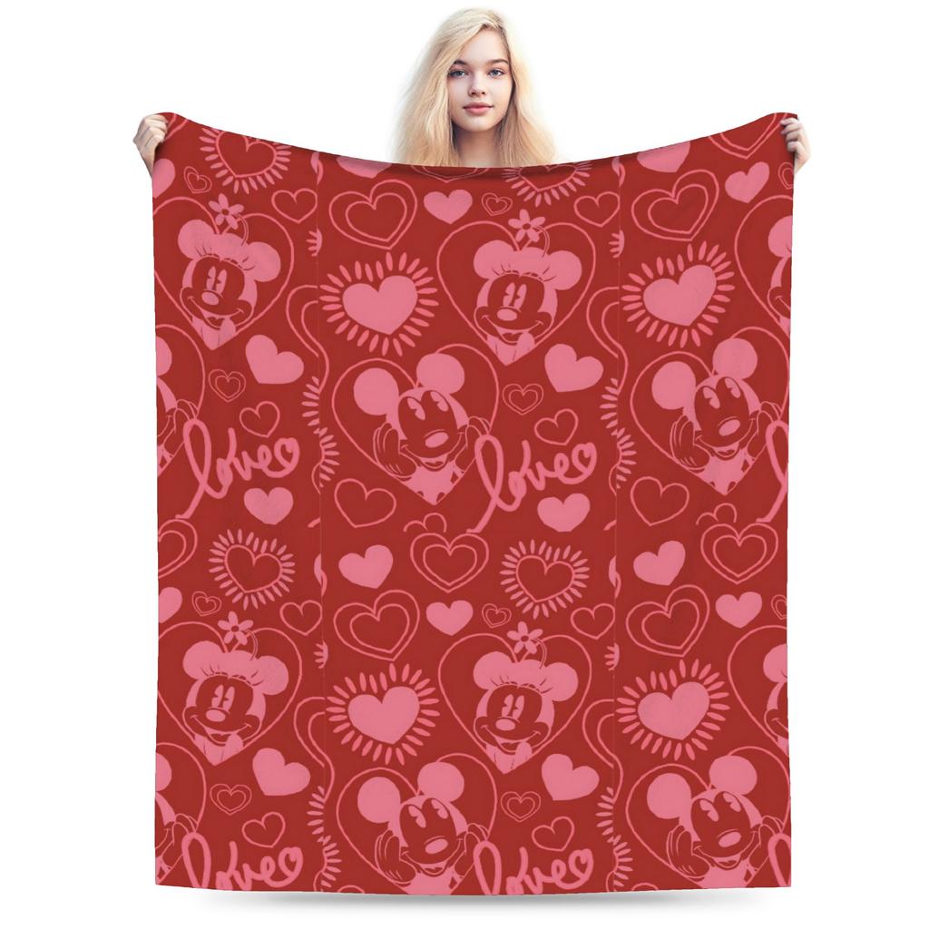 GUOYU Blanket Valentines Day Mickeys And Minnies Throw Blanket for Couch Cozy Plush Blanket Inches Multiple Sizes Bedspread for All Seasons
