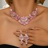 Diamond Inlaid High-end Alloy Multi-color Necklace Earrings Suitable for Women's Vacation Travel Eye-catching Accessories