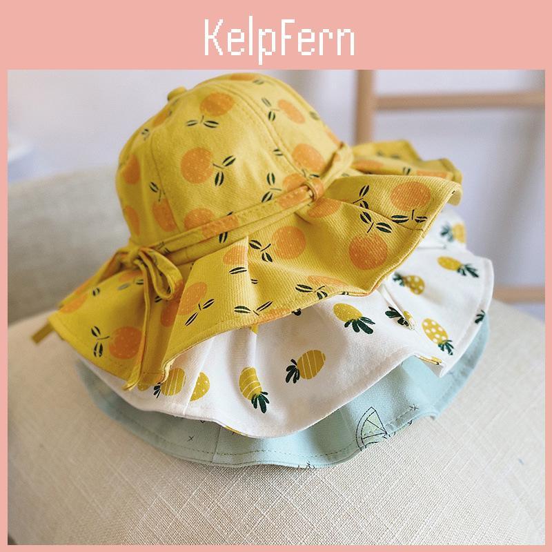 Baby Girl Hat Summer Bucket Print Outdoor Bowknot Kids Sun Hat Children Panama Beach Cap