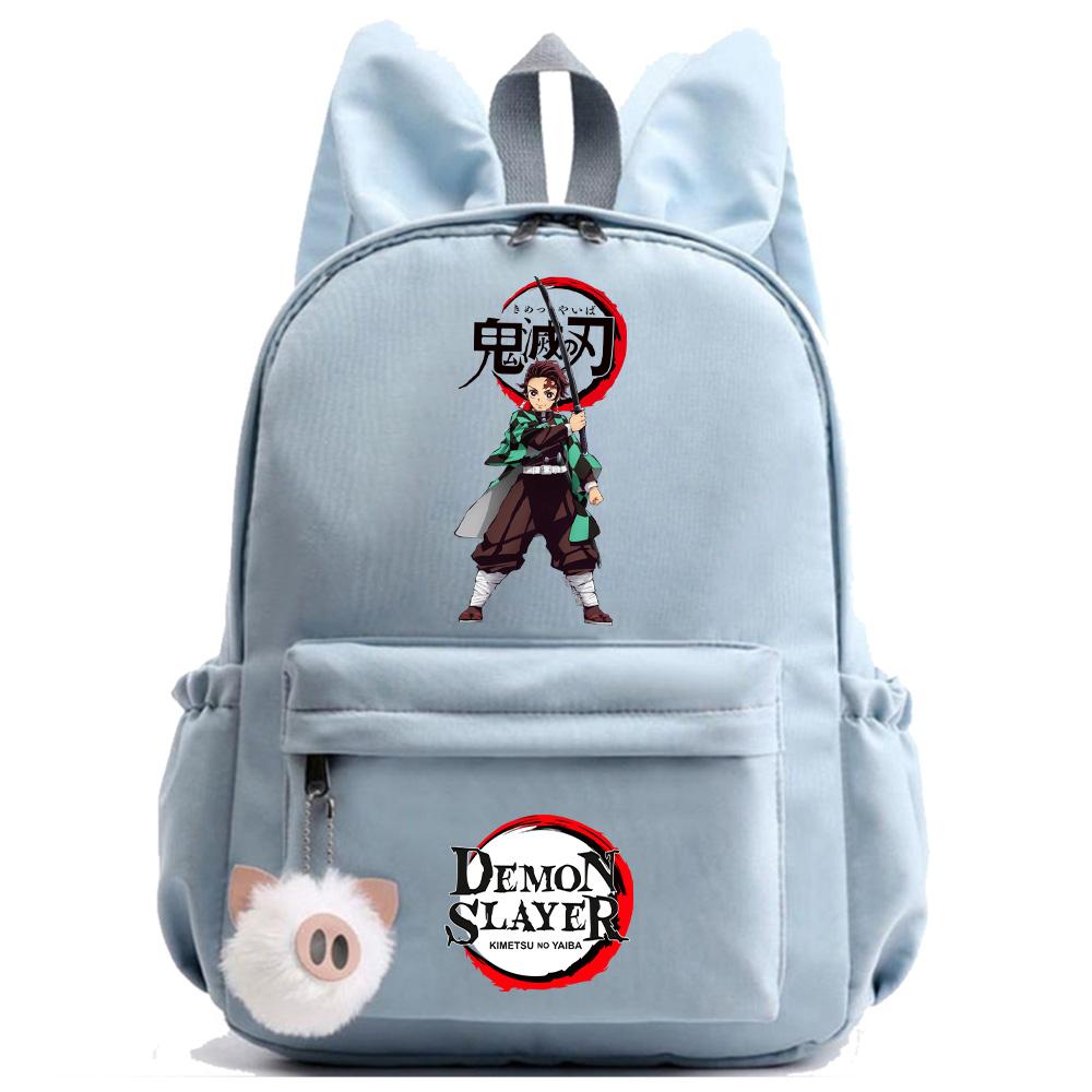 Anime Cartoon Demon Slayer Aufdruck Rucksack für Teenager Kinder Schüler Schultasche Mädchen Damen Große Kapazität Wasserdicht Reisetasche Geschenk Mochila