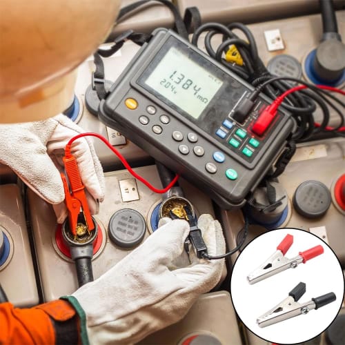 Set of 10 Alligator Clips, Test Clamps, 55mm, Electrical Test Clamps, Metal with Plastic Handles, for Work (5 Black + 5 Red)