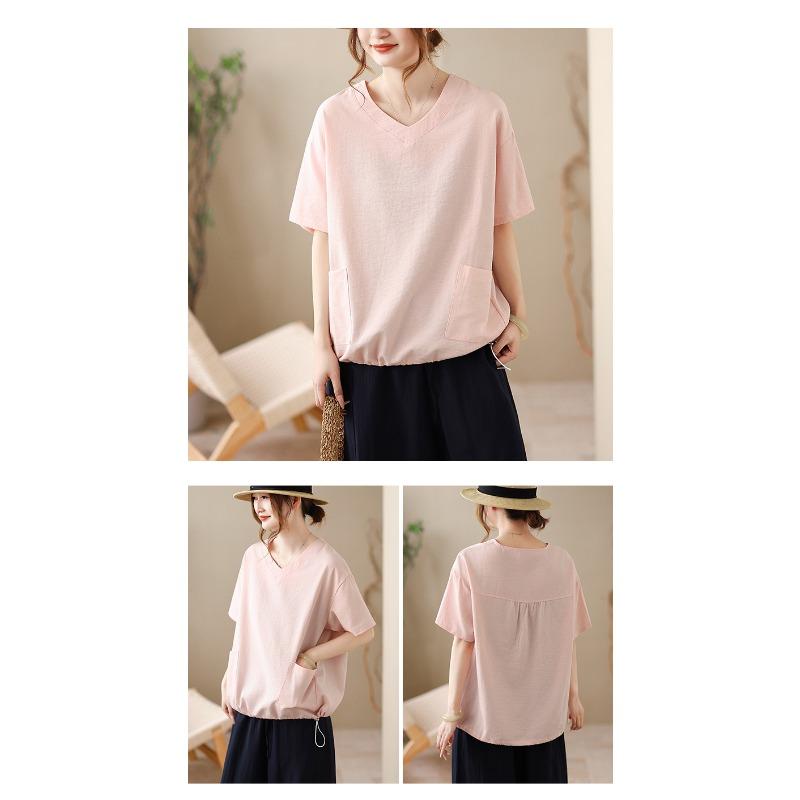 DIMANAF 2026 Plus Size Summer Women T-Shirts Casual Lady Tops Tunic Shirt Oversize Loose Tees Cotton Solid