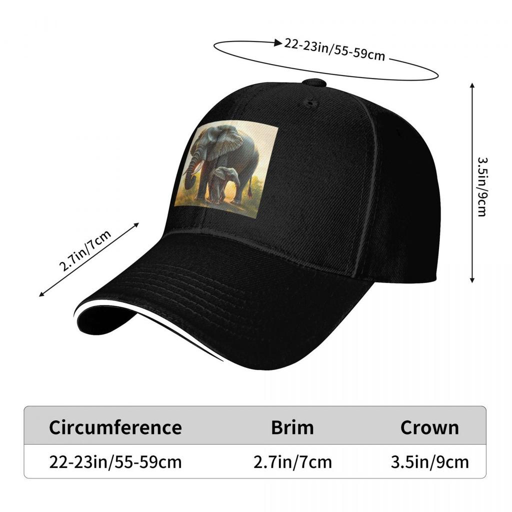 A Majestic Elephant With Her Baby Elephant Cap Fashion Casual Baseball Caps Adjustable Hat Hip Hop Summer Unisex Baseball Hats