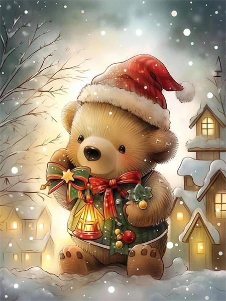 Diamond Painting Kit Bear Animal Home Decor Full Square Round Embroidery Mosaic Winter Christmas Handmade Gift