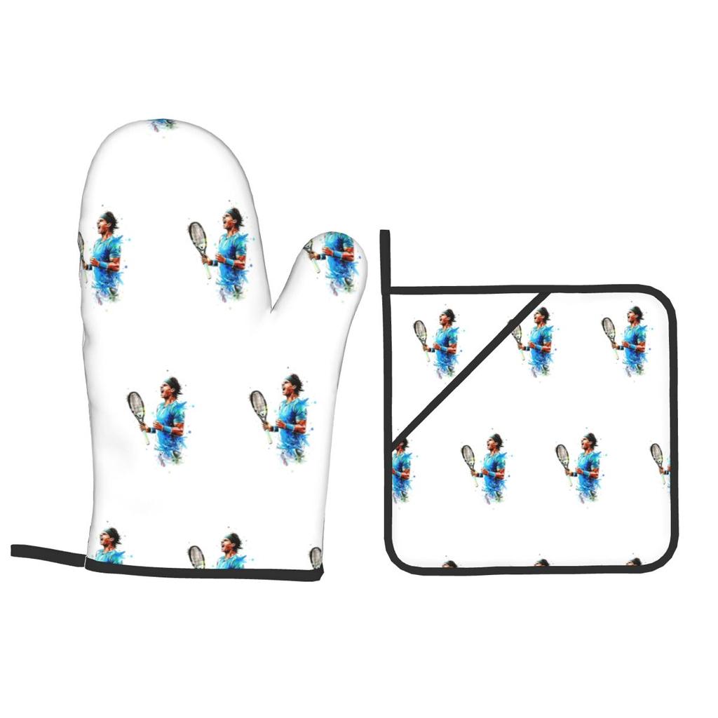 Art Rafael Nadal Oven Mitts and Pot Holder Sets of 2 for Baking Kitchen Cooking BBQ Resistant Non-Slip Gloves