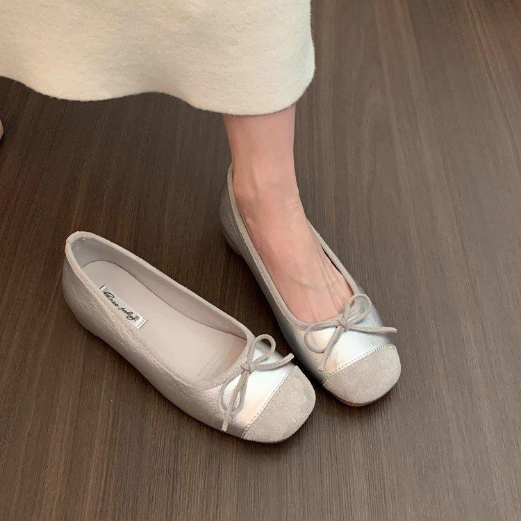 

Inner height increase small fragrant wind single shoes women s shoes 2025 spring and summer new fairy pink retro bow ballet shoes 40
