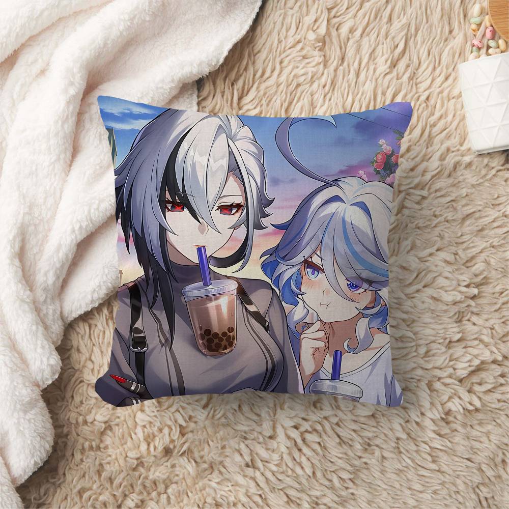 Genshin Impact Arlecchino Pillow Gift Home Office Decoration Pillow Bedroom Sofa Car Cushion CoverPillow Case