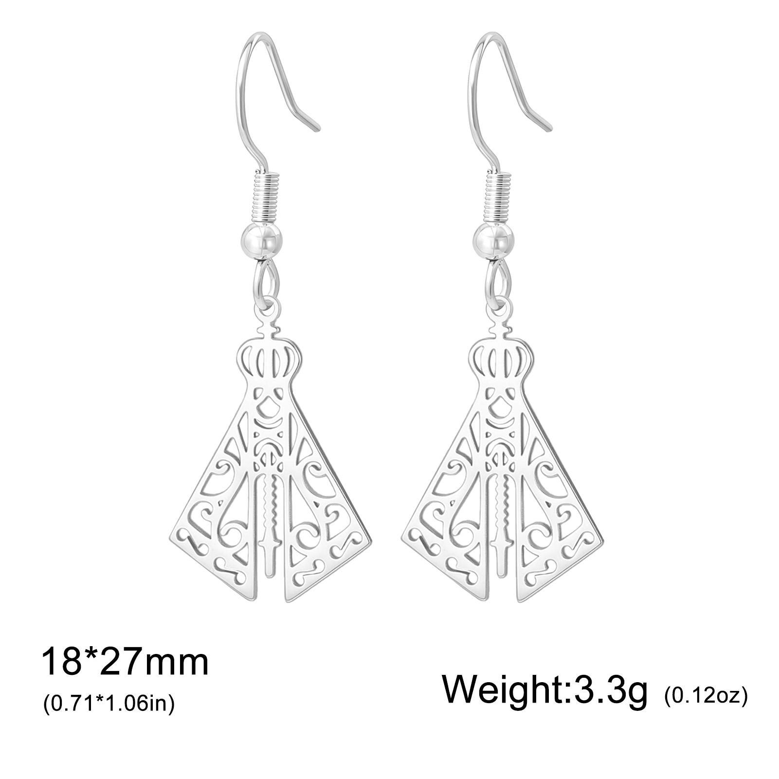 Nossa Senhora da Aparecida Earrings Virgin Mary Dropping Earrings Stainless Steel Religious Aparecida Jewelry Gift for Women