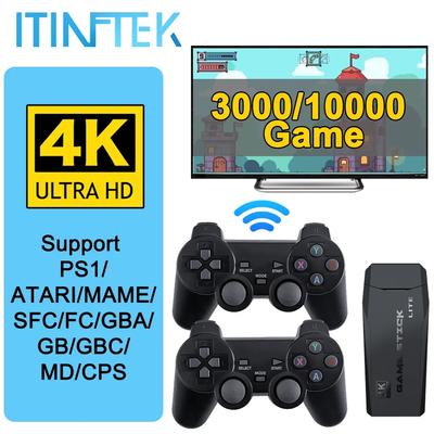 4K HD Video Game Console TV Game Stick 32G 64G 10000 Games for PS1/FC/GBA Wireless Controller Retro Mini Handheld Game Player