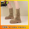 Comfortable thin boots medium boots children 2025 autumn and winter new fashion versatile retro style flat bottom Martin boots