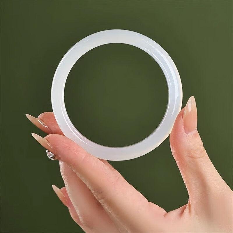 White Moonlight Jade Marrow Bracelet, Agate Bracelet, Jade Bracelet, Children's Style, Ice Seed, Lychee Jelly, Temperament Crystal