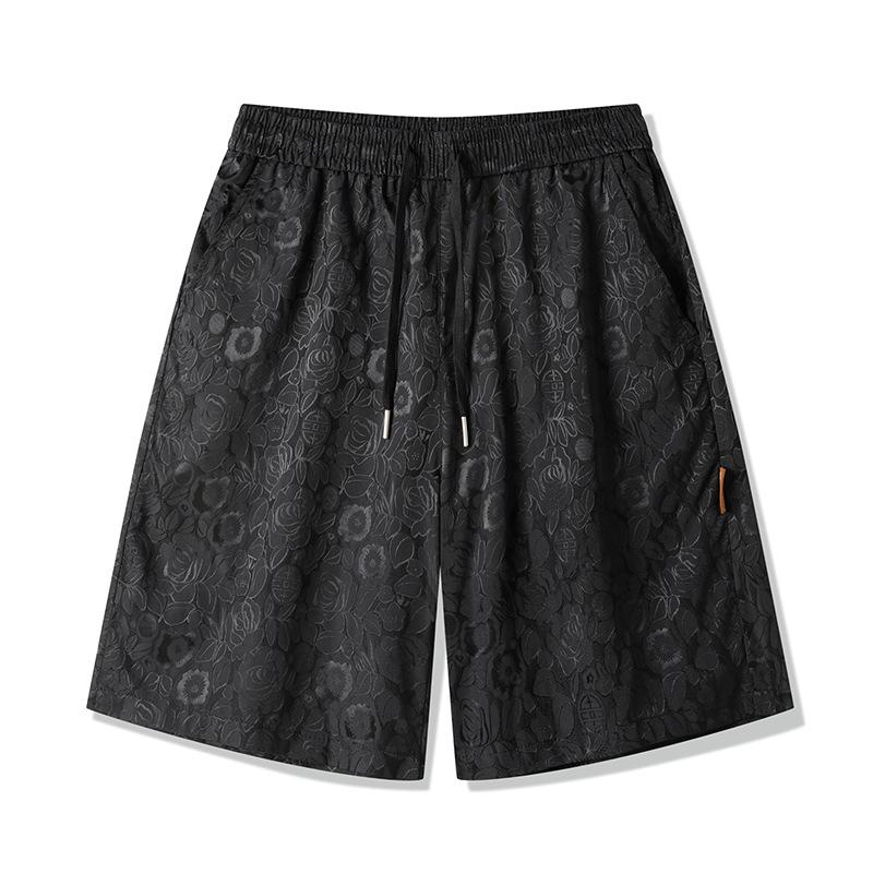 Sommer Dünne Eis Seide Schnelltrocknend Lässige Shorts Herren Jacquard Locker Gerades Bein Vielseitige Sportliche Fünfviertelhose