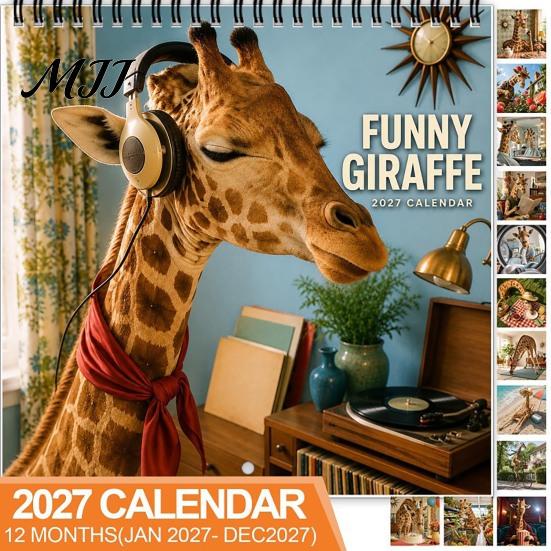 Functional Room Wall Decoration 2027 Funny Giraffe Calendar, Jan.2027-Dec.2027 12-Month Planner, Quirky Animal Calendar with Hilarious Art for