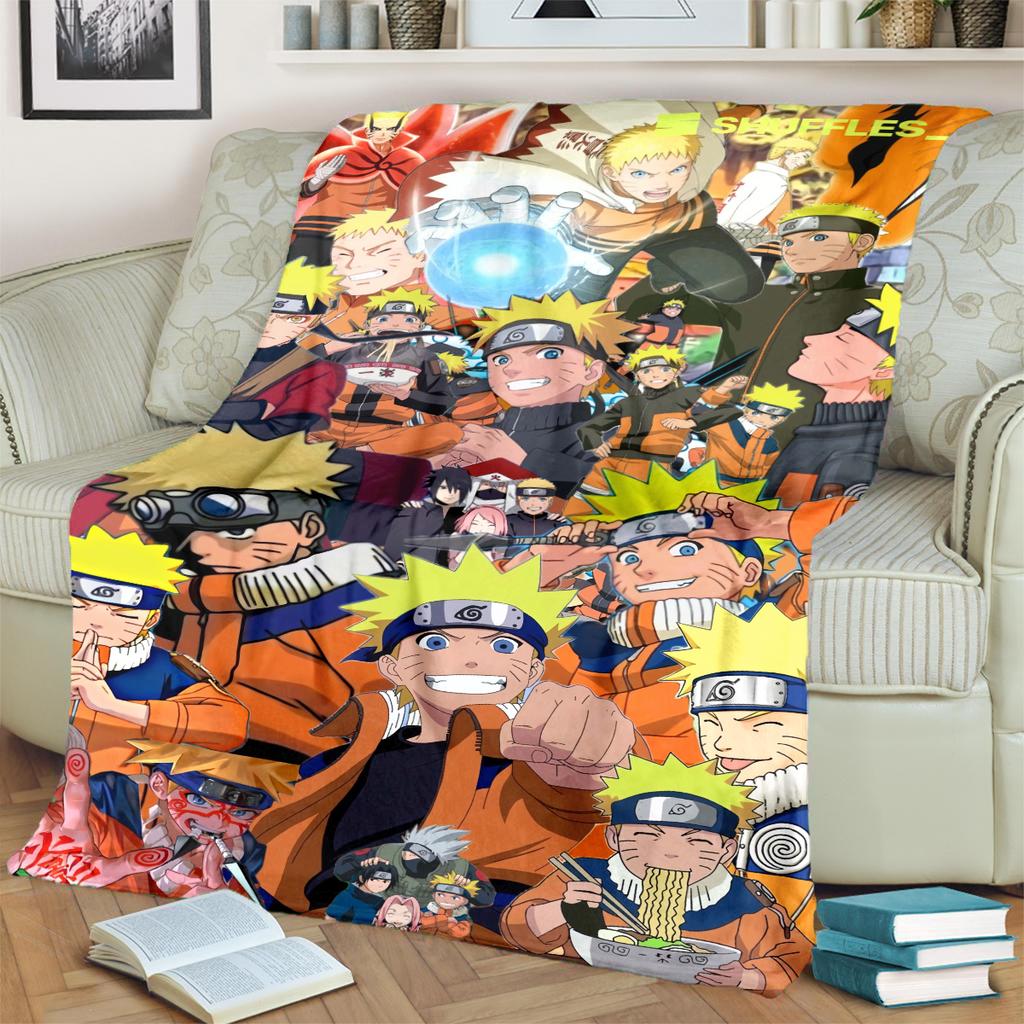 Anime-Naruto Print Blanket Warm Comfortable Flannel Blanket for Bedrooms, Sofas, Beds, Chairs, Picnics, Travel -LXR77