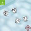 Cute Retro Graffiti Cat Stud Earrings, Pet Cat S925 Sterling Silver Whole Body Stud Earrings Jewelry
