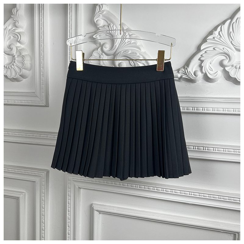 

Dinini Homemade White Pleated Skirt Women s Spring/Summer New Gray Skirt Black A- line Suit Skirt Skirt Black XS