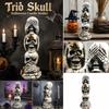 Resin Three Skulls Candle Holder Sculpture Halloween Decoration Gothic Horror Skeleton Figurine for Home Table Display