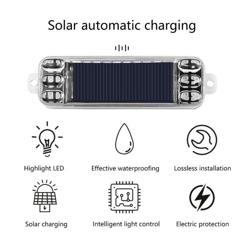 LED Solar Power Car Warning Light Anti Theft Caution Lamp Enhanced Visibility Bike Light Simple Installation for