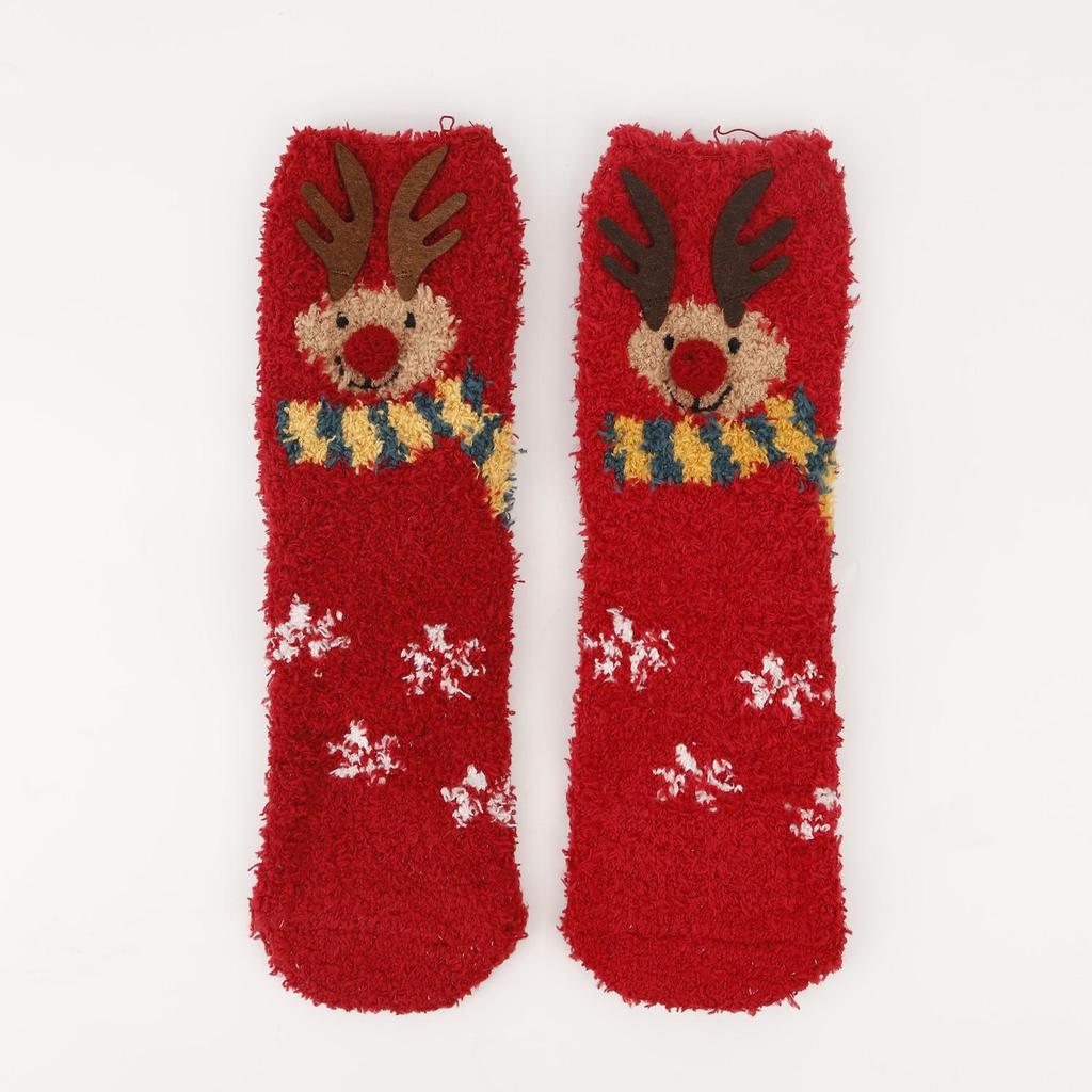 Christmas Cartoon Coral Fleece Sleep Socks - Thickened Velvet-Lined Floor Socks
