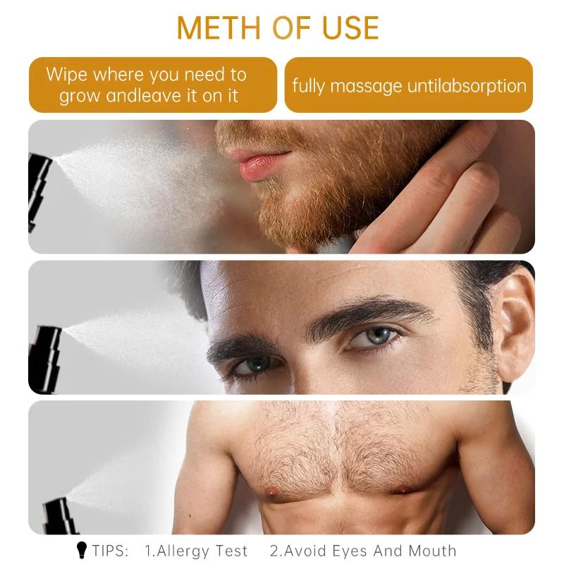PURC Beard Growth Oil Spray Grow Beard Hair Thicken Serum For Men Beard Grooming Treatment 30ml