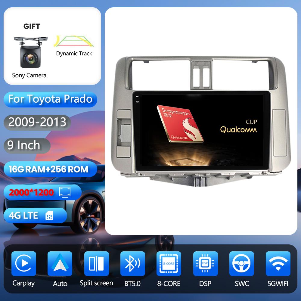 Android 16 for Toyota Land Cruiser Prado 150 2009-2013 Carplay Auto Radio Media Player Stereo 2din Head Unit