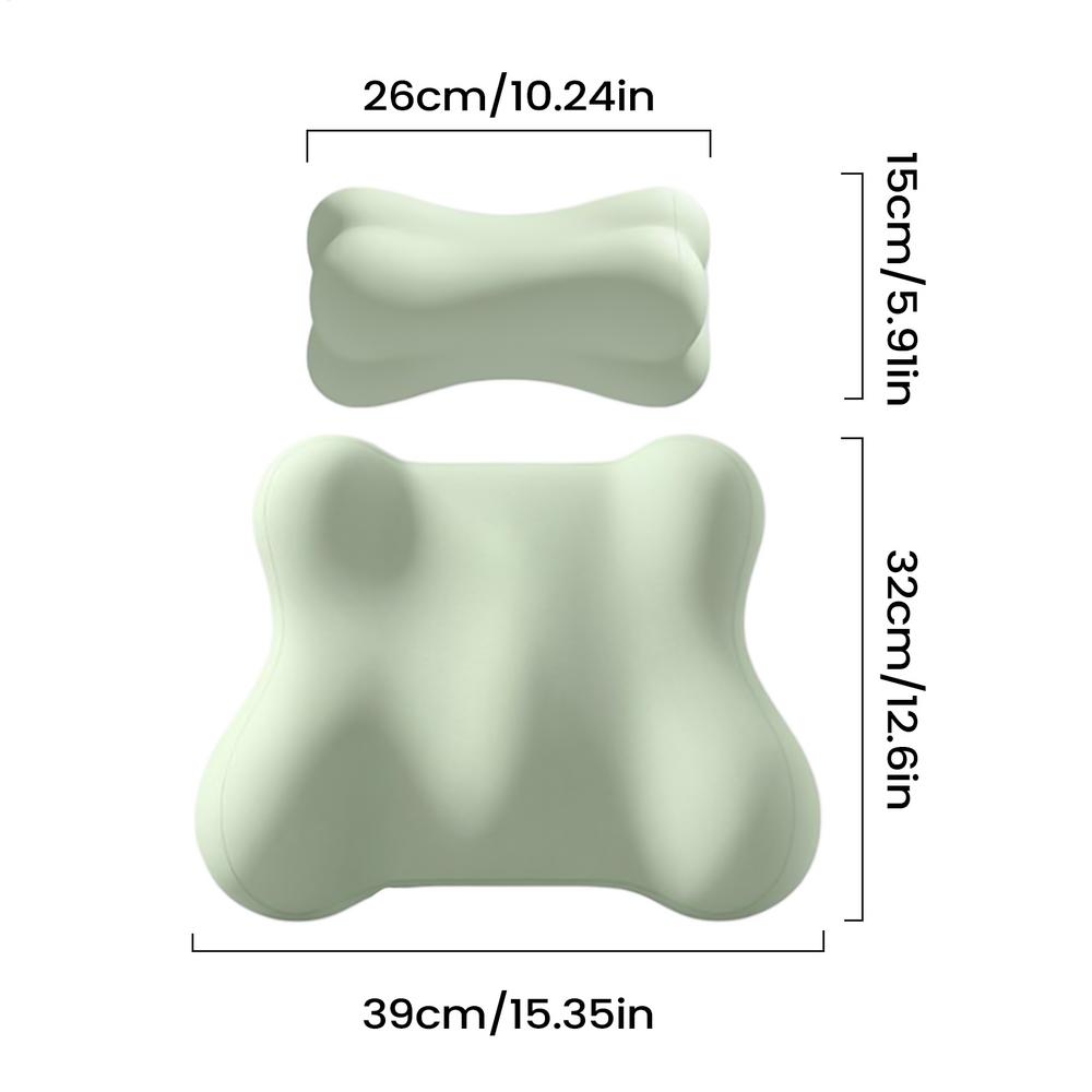 

Neck And Back Support For Car Seat Driving Accessories Car Head Rest And Lumbar Pillow Set For Drivers Office Desk Couch Travel зелений