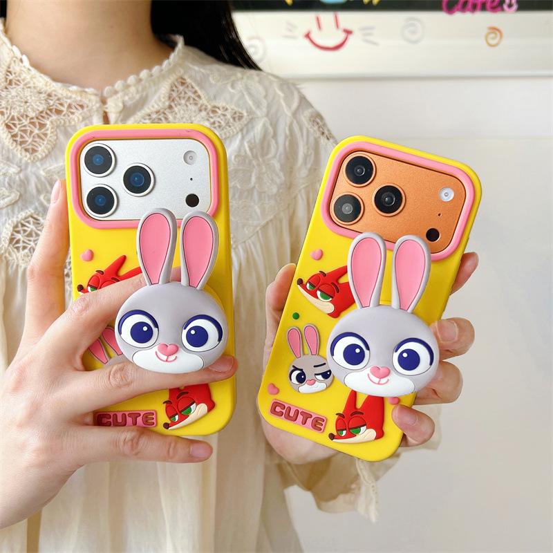 Judy Rabbit Cartoon Stand Anti-Fall Case for iPhone 12/13/14/15/16/17 Pro Max
