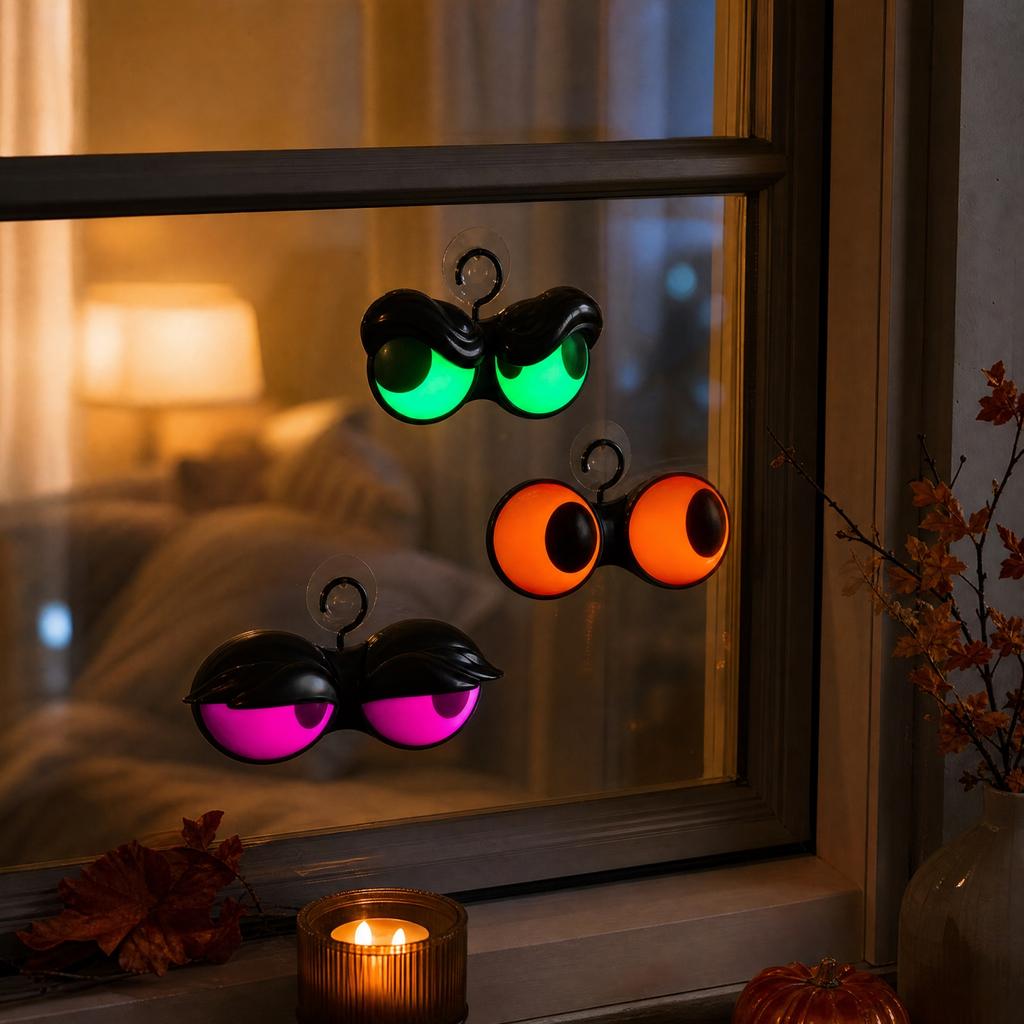 Ganci Occhi Luminosi di Halloween con Timer, Luci Occhi che Spiano Lampeggianti, a Batteria (Batterie non incluse)