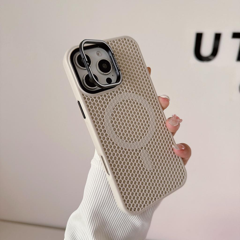 Shockproof Heat Dissipation Phone Case For iPhone 16 Pro Max 15 14 Plus 13 12 11 Pro Max  For Magsafe Metal Lens Stand Back Case