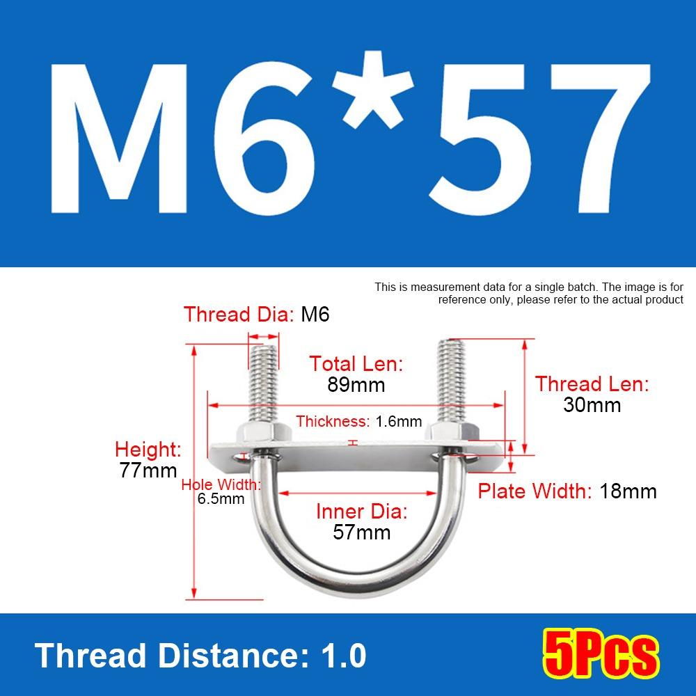 1Set Screws M6 Round Tube Clamp 304 Stainless Steel Right Angle U-bolt Round Bolt  for Round Tube