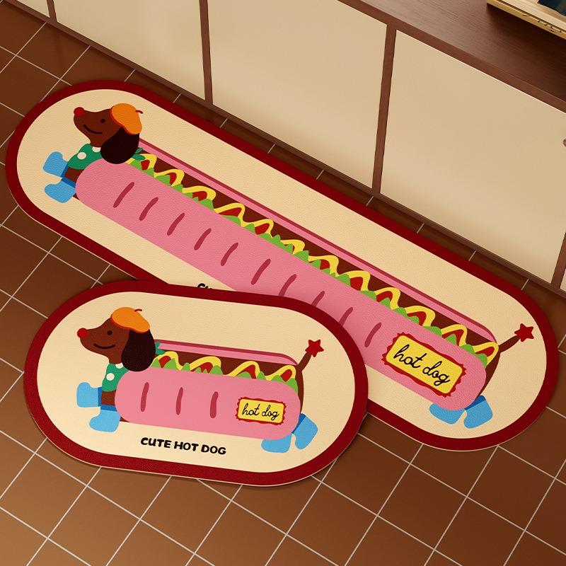 

Cartoon Dog Kitchen Mat Waterproof Oil-proof PVC Leather Non-slip Rug Long Strip Home Decoration Floor Carpet 1pc 50x80cm