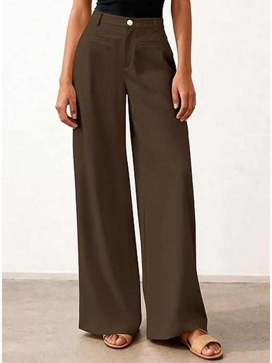 European-American High-Waisted Wide-Leg Women's Suit Pants - Simple Drapey Style for Spring/Summer Business Casual