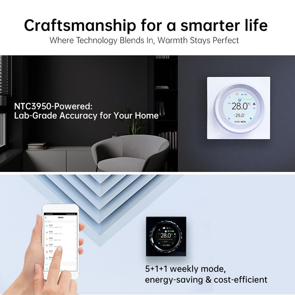 2025 Tuya WiFi Thermostat Air Conditioner Temperature Humidity Controller LCD  Knob App Voice Temperature Control Google Alexa