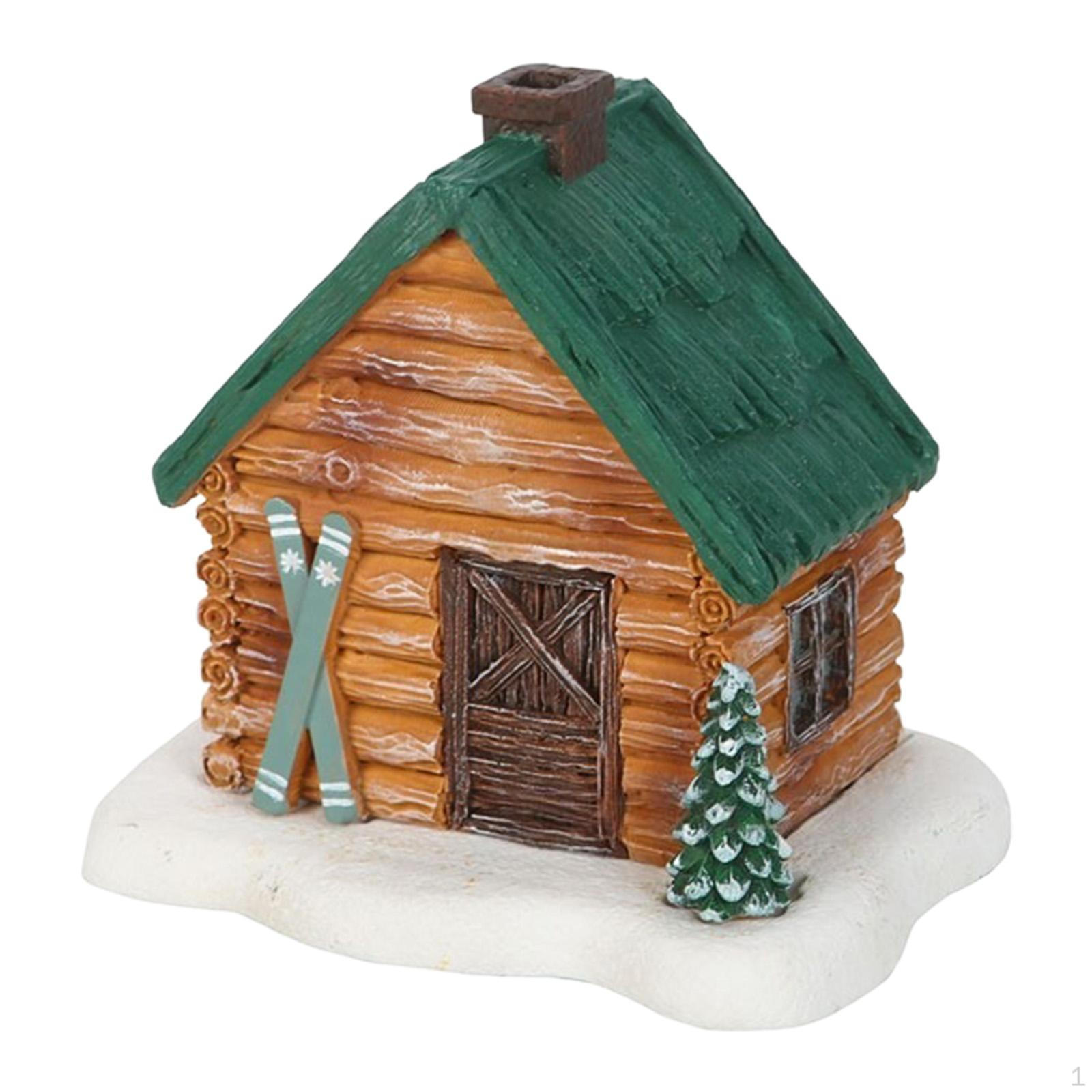 

Christmas Log Cabin Incense Burner with Chimney Fireplace Accents Holiday Resin Cone Holder