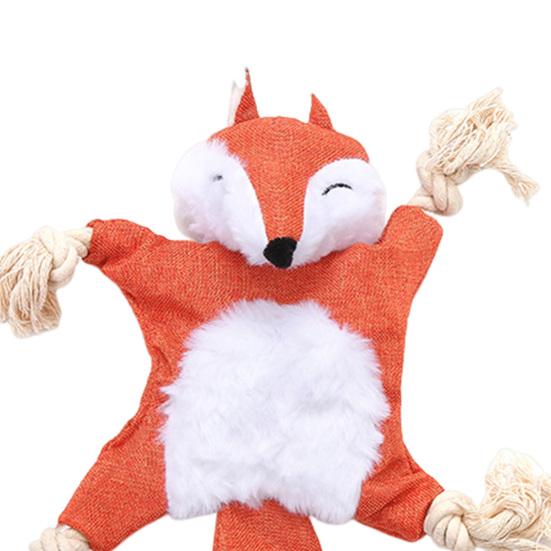 Yousheng Pet Toy Plush Fox Raccoon Squirrel Shape Dog Chew Toy Interactive Pet Squeak Toy Bite-Resistant Teeth Cleaning Playing Toy for Cats Dogs