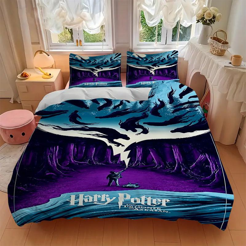 3pcs Harry Potter Duvet Cover Set - Machine Washable, Includes 1 Duvet Cover and 2 Pillowcases, No Core Included yy251022146