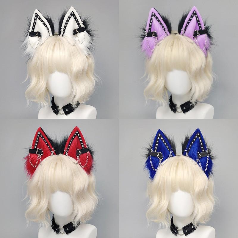 Felliger Fuchs Wolf Ohren Stirnband Cosplay Anime Convention Halloween Punk Gothic Accessoire Damen Kostüm Kopfschmuck