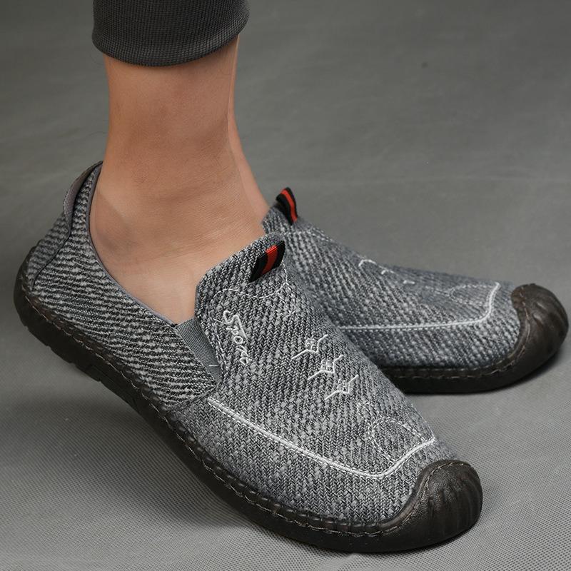 Summer cloth shoes men's handmade sole beef tendon sole non-slip one pedal casual breathable medium and old shoes